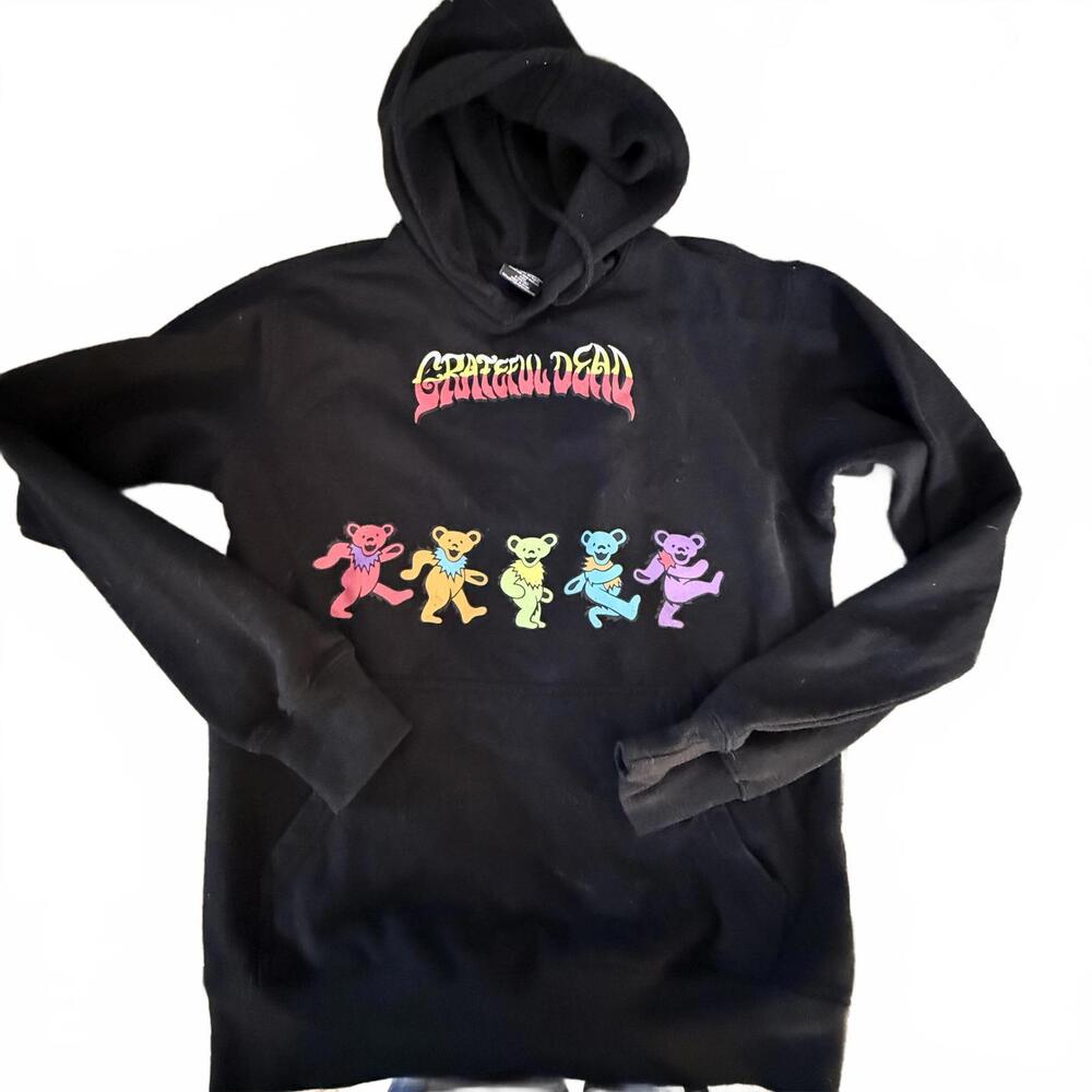 GRATEFUL DEAD‎ Rainbow dancing bears concert black hoodie Mens SZ Small